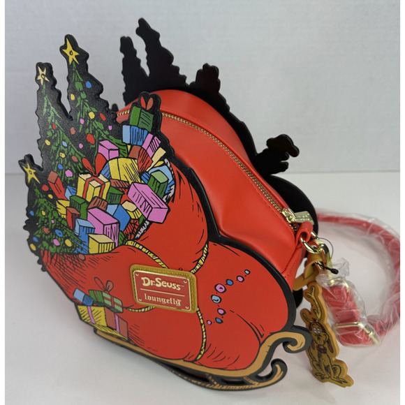 Loungefly How the Grinch Stole Christmas Max Sleigh Crossbody Bag Holiday NWOT - Picture 4 of 16